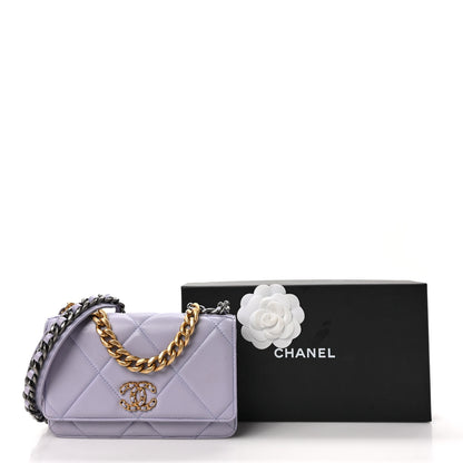 Chanel Quilted Chanel 19 Wallet On Chain WOC Light Purple 13 of 13