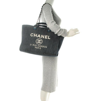 Chanel Canvas Large Deauville Tote Dark Blue 2 of 7
