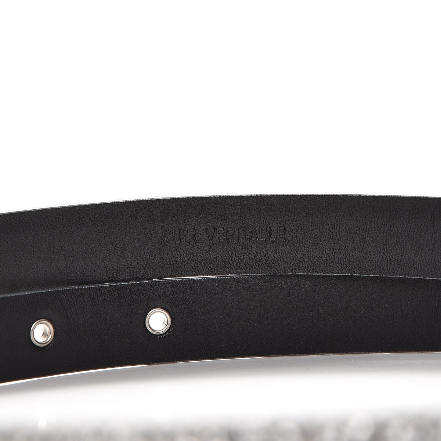 Glitter Calfskin CC Logo Skinny Belt 80 32 Silver