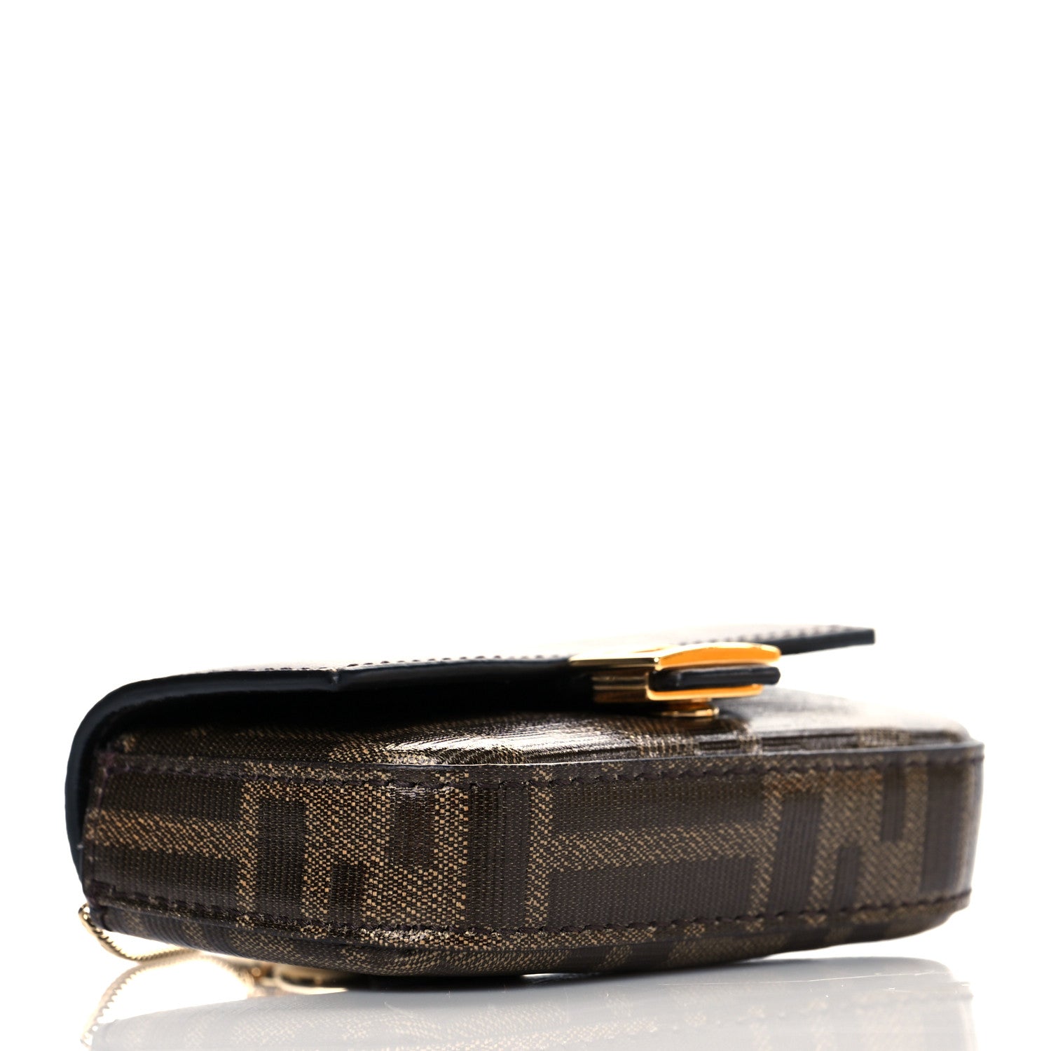 Fendi Glazed Fabric FF 1974 Nano Baguette Charm Mogano Panna 4 of 10