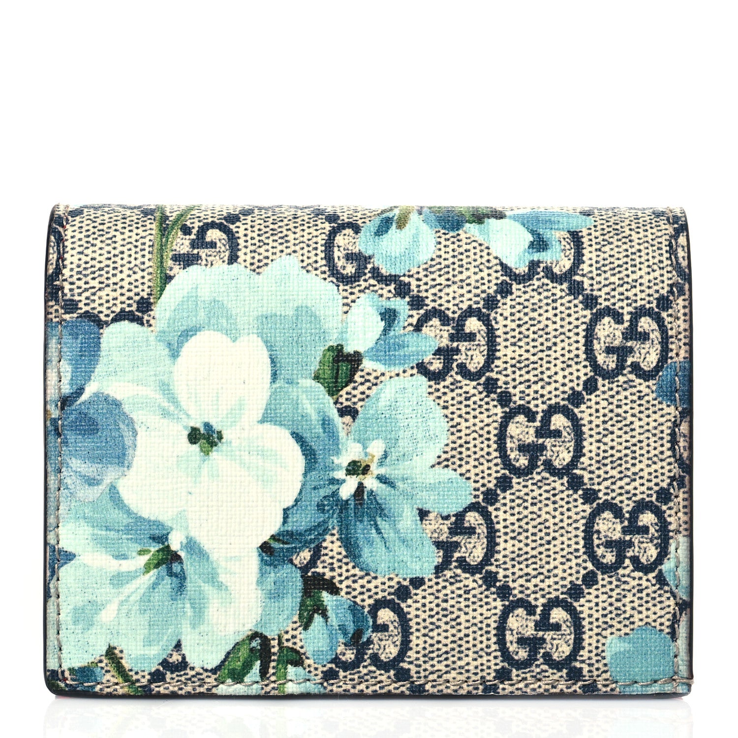 Gucci GG Supreme Monogram Blooms Card Case Beige Blue Navy Hibiscus Red 1 of 8