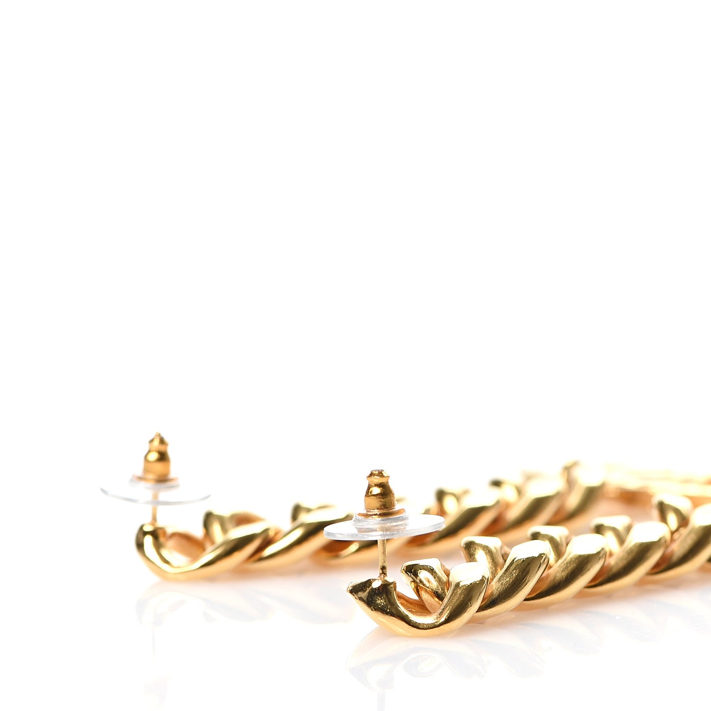 Metal CC Pick Drop Earrings Gold