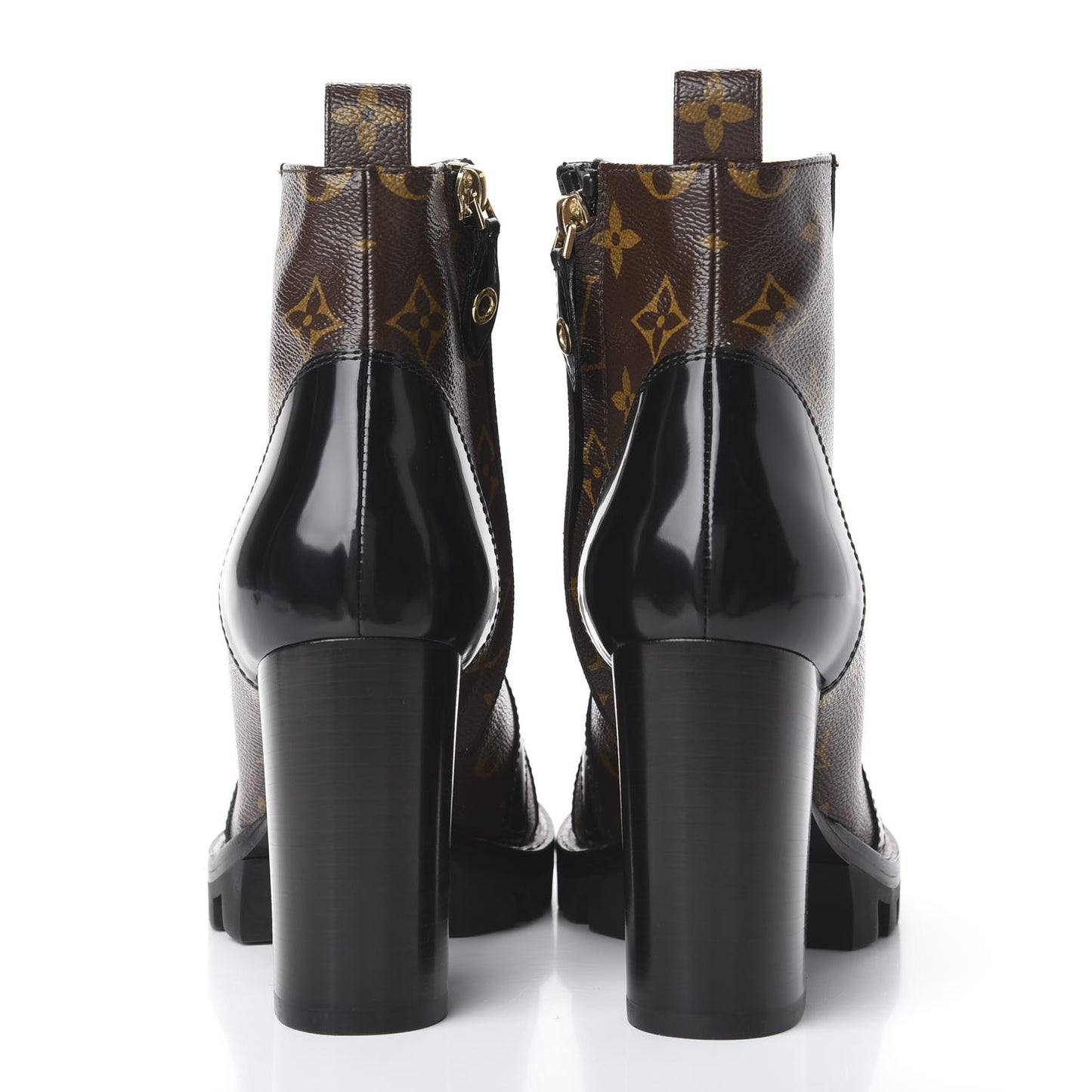 Patent Calfskin Monogram Star Trail Ankle Boots 37 Black