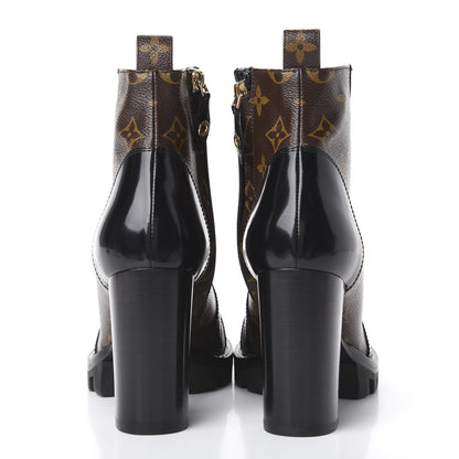 Louis Vuitton Patent Calfskin Monogram Star Trail Ankle Boots 37 Black 5 of 14