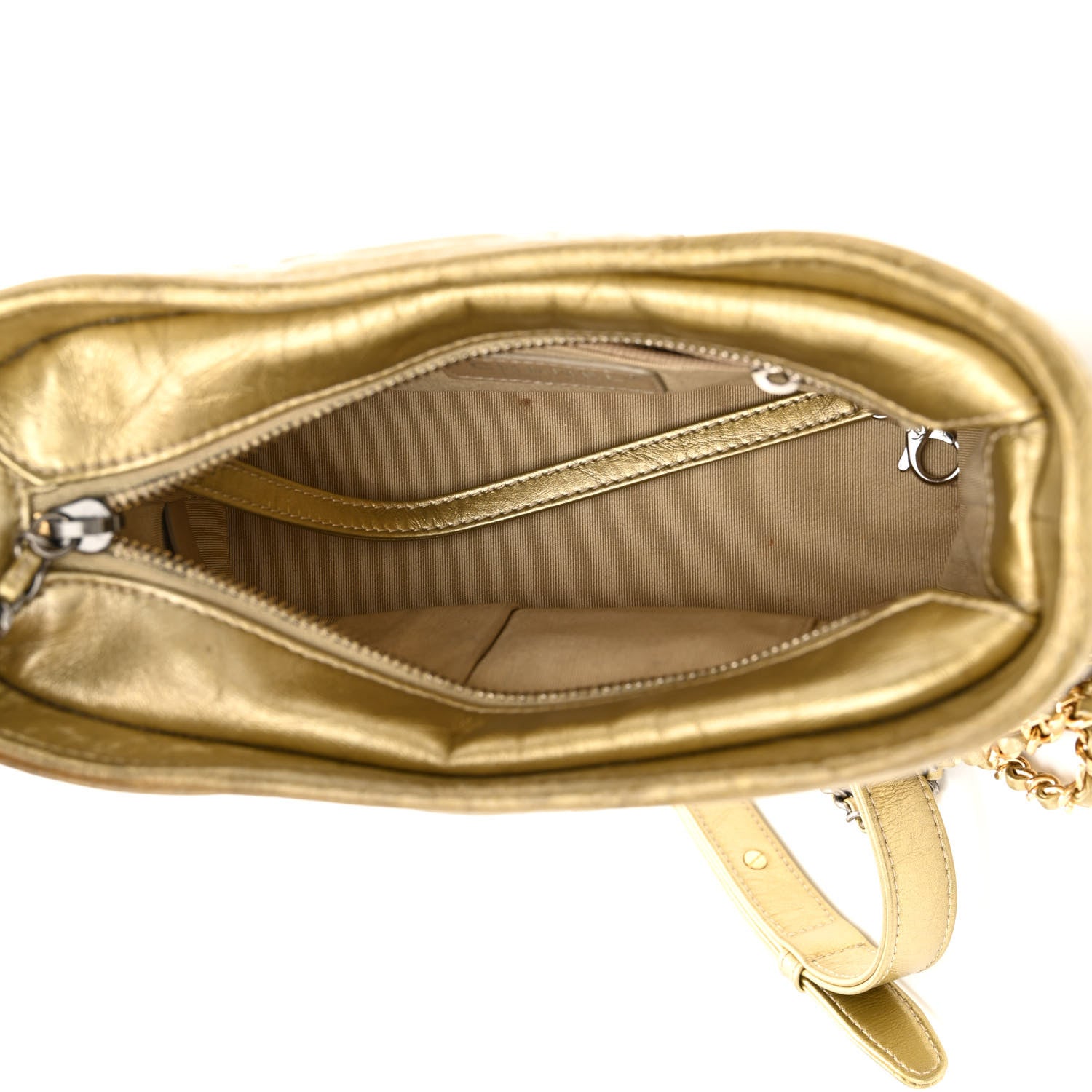 Chanel Metallic Aged Calfskin CC Quilted Small Gabrielle Hobo Gold 5 of 14