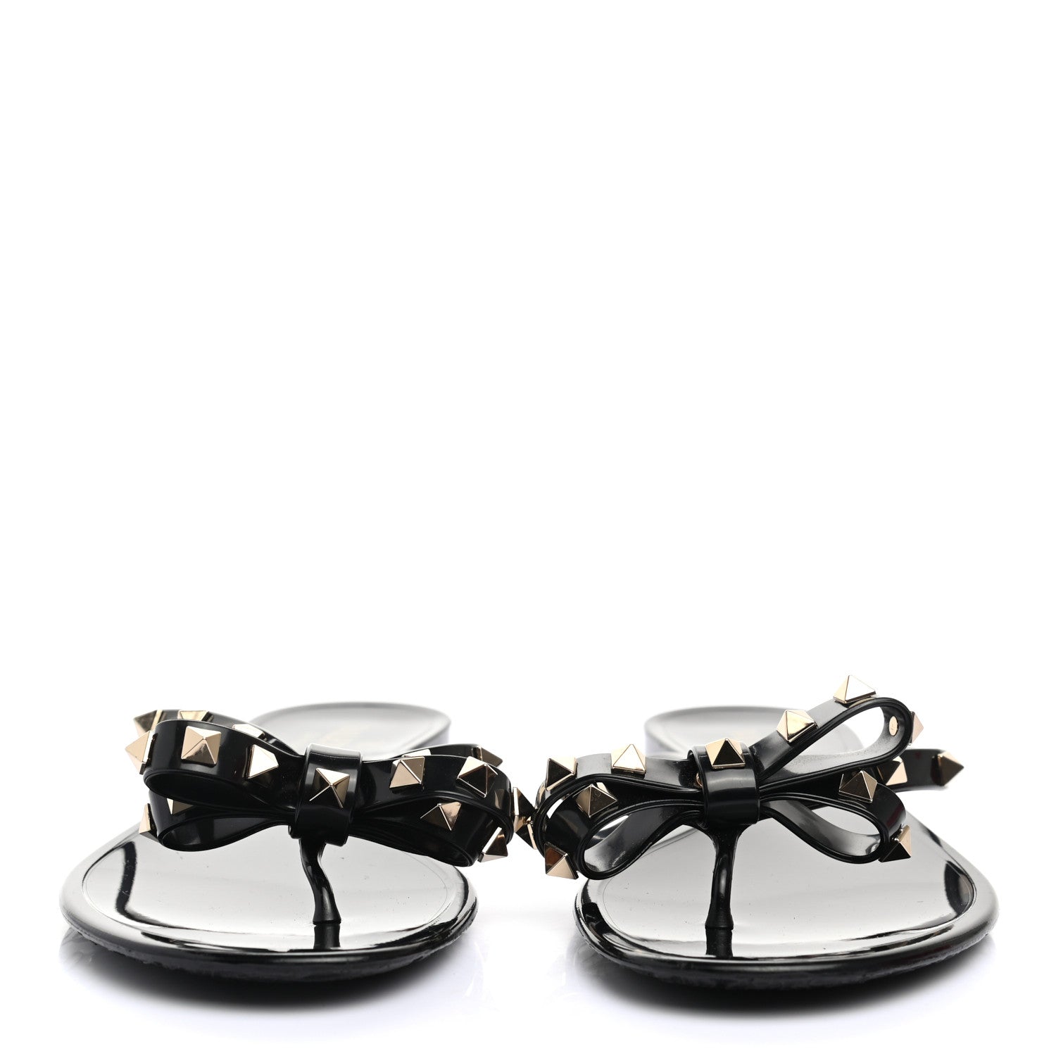 Valentino Garavani PVC Jelly Rockstud Bow Thong Sandals 40 Black 2 of 7