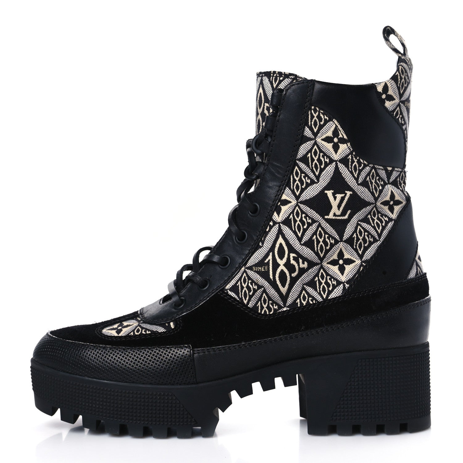 Louis Vuitton Suede Calfskin Jacquard Since 1854 Laureate Platform Desert Boots 39 Black 1 of 9