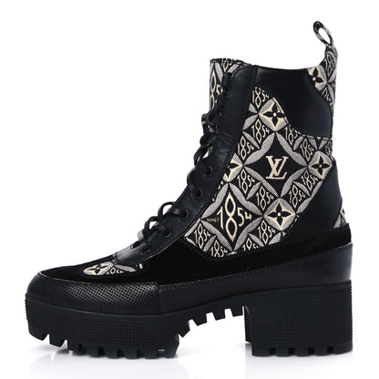 Louis Vuitton Suede Calfskin Jacquard Since 1854 Laureate Platform Desert Boots 39 Black 1 of 9