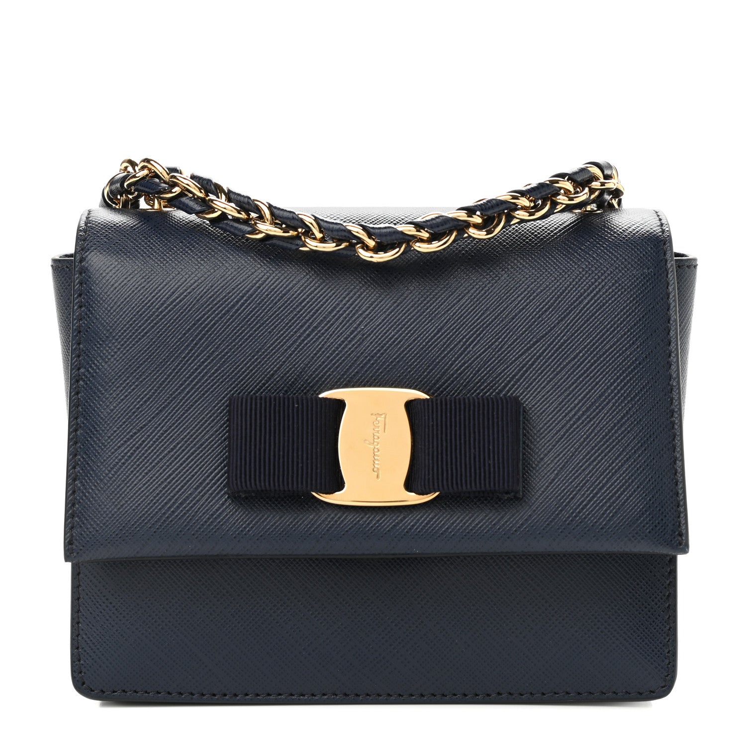 Salvatore Ferragamo Printed Calfskin Ginny Crossbody Bag Oxford Blue 1 of 12