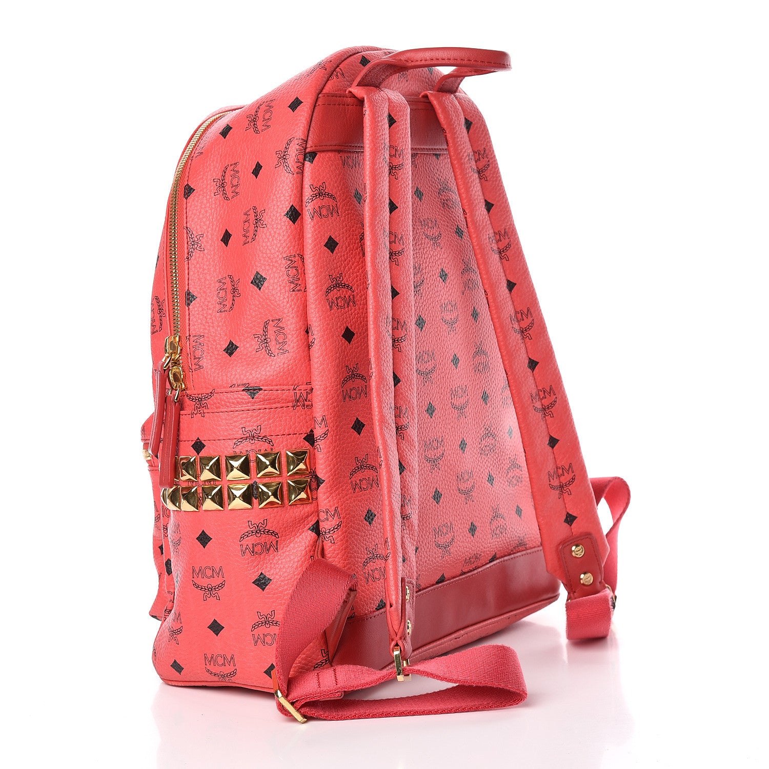 MCM Visetos Medium Side Stud Stark Backpack Coral 3 of 20