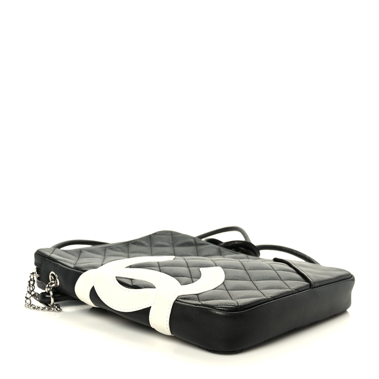 Calfskin Quilted Medium Cambon Messenger Black White