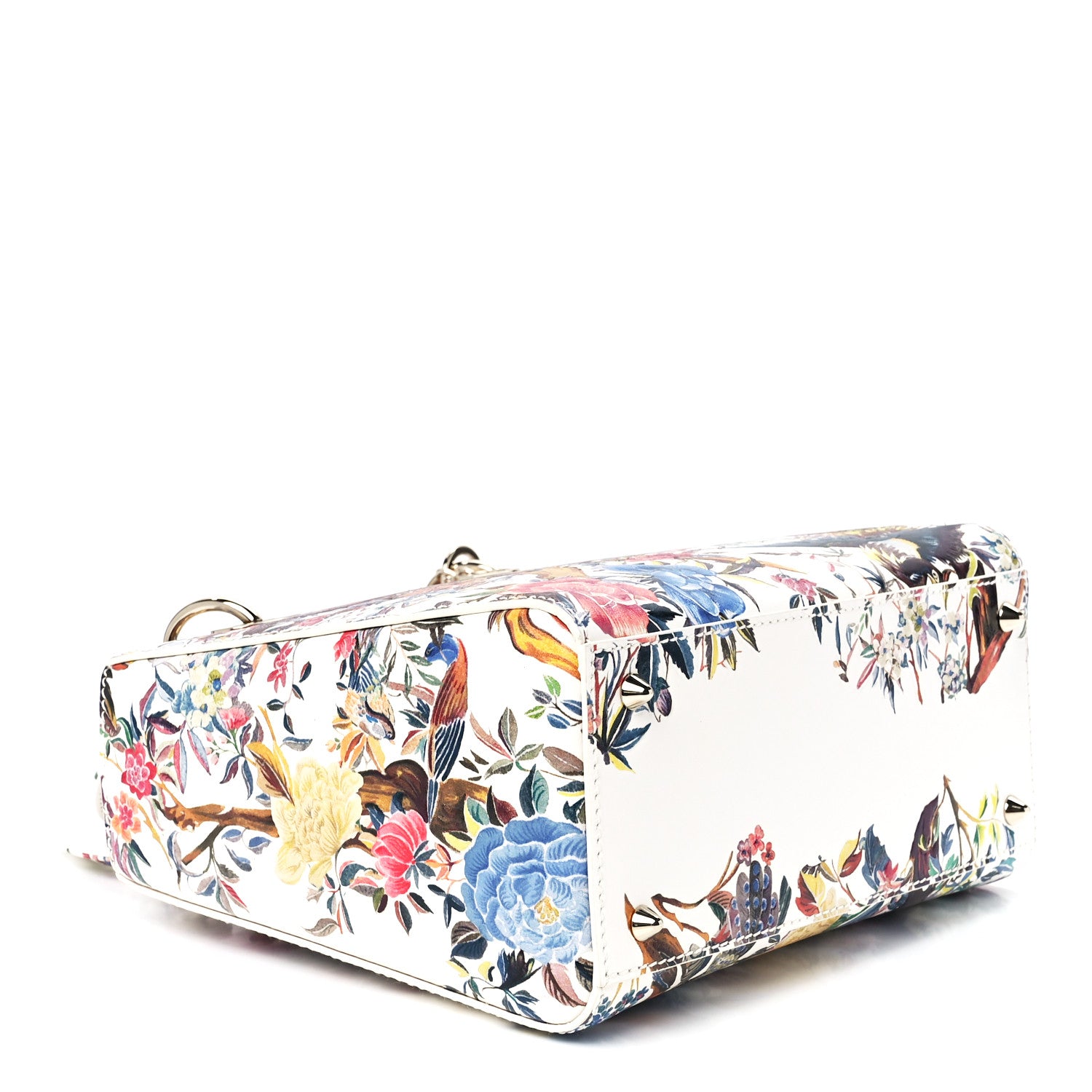 Christian Dior Calfskin Jardin D'Hiver Printed Medium Lady Dior White Multicolor 4 of 11