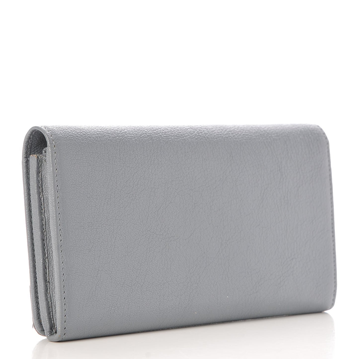 Chevre Gold Metallic Edge Hardware Continental Flap Wallet Bleu Acier