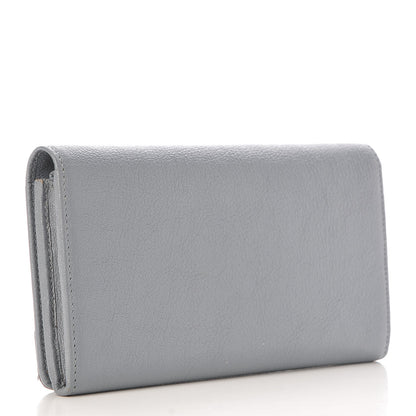 Balenciaga Chevre Gold Metallic Edge Hardware Continental Flap Wallet Bleu Acier 3 of 8