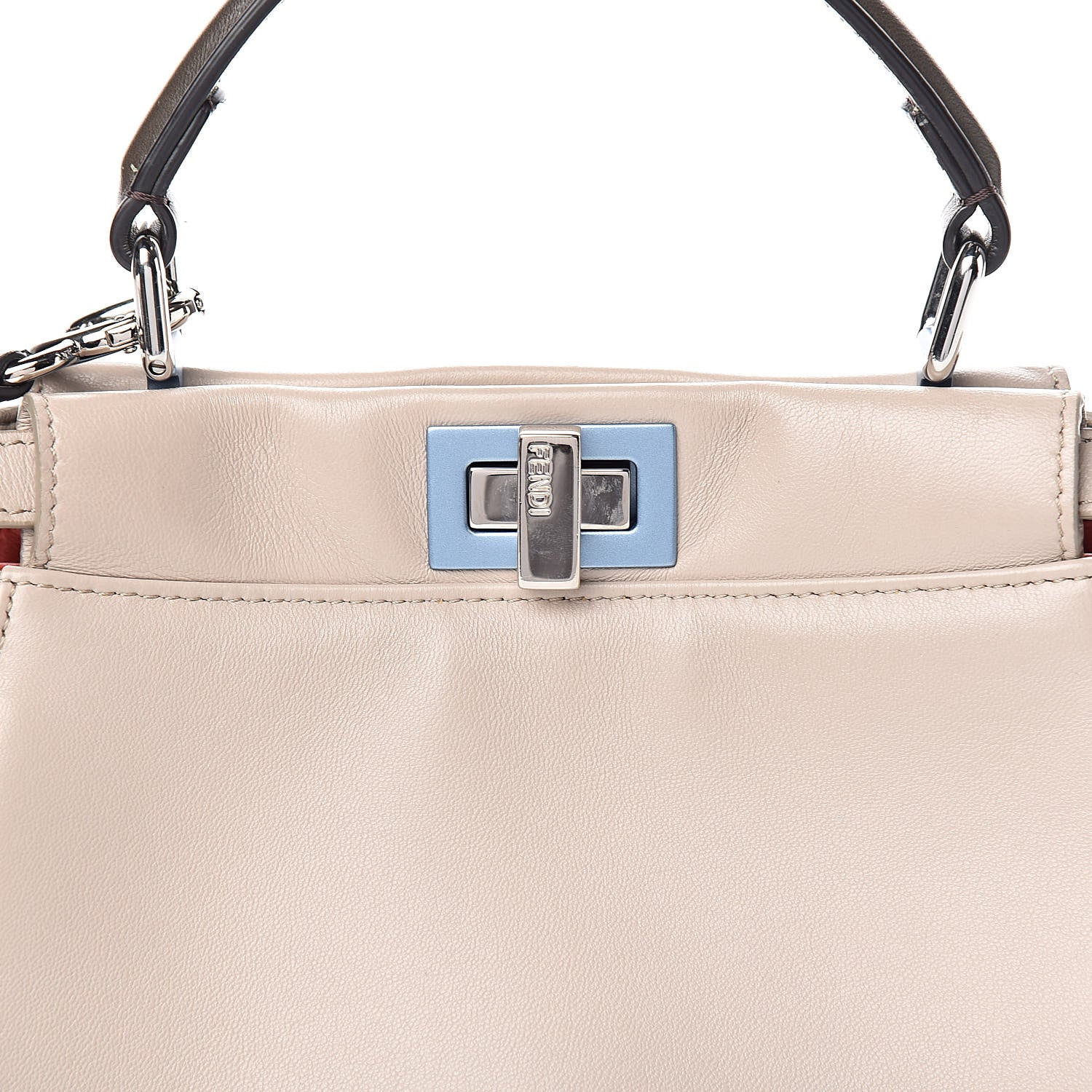 Fendi Nappa Colorblock Mini Peekaboo Iconic Satchel Grigio Polvere Carbone Bloody Mary 10 of 10