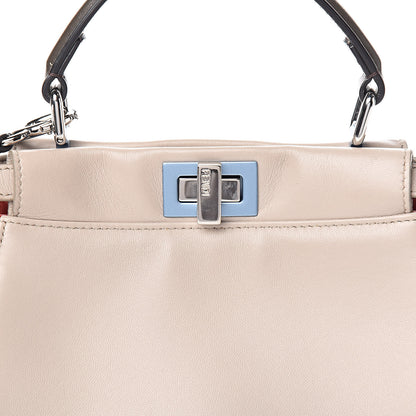 Fendi Nappa Colorblock Mini Peekaboo Iconic Satchel Grigio Polvere Carbone Bloody Mary 10 of 10
