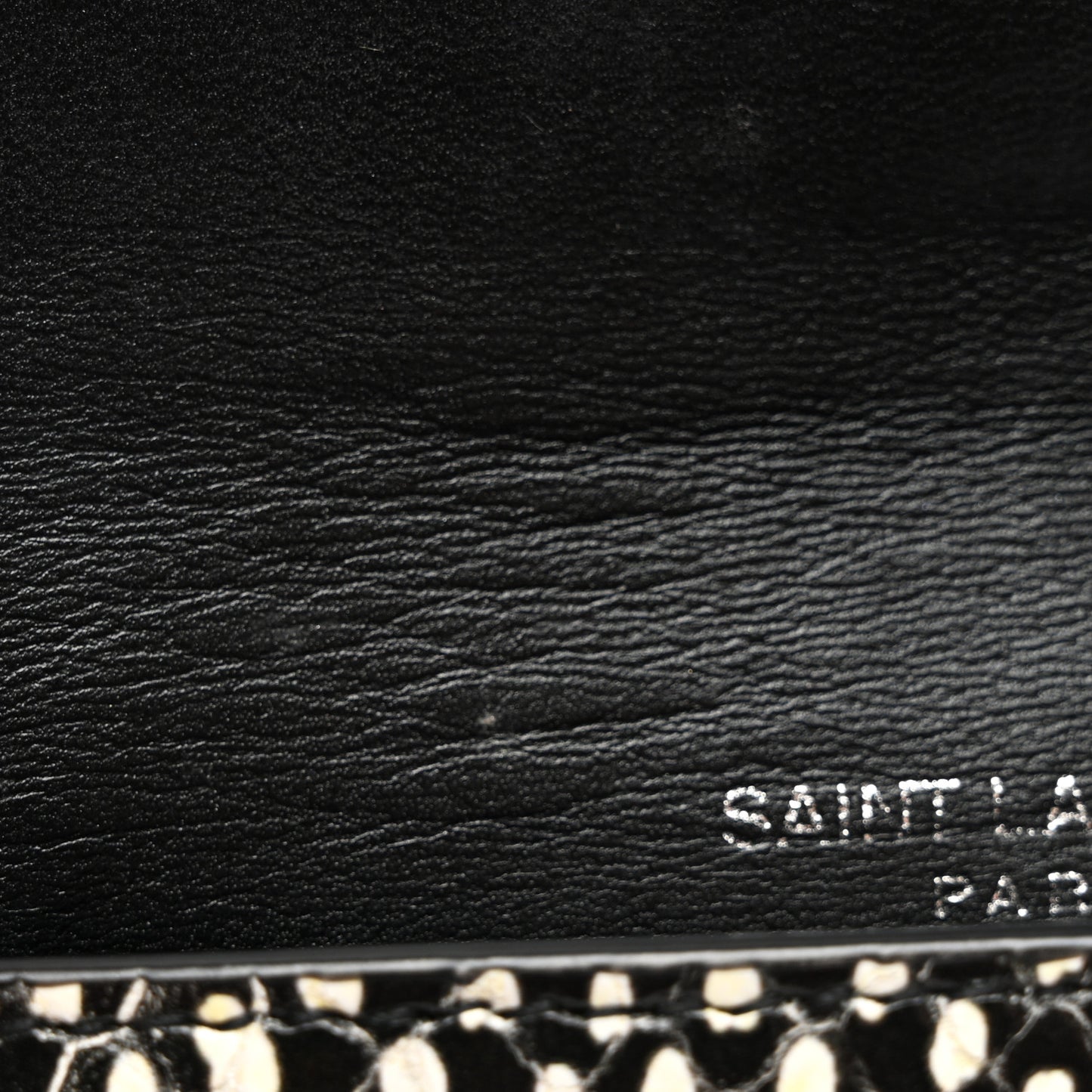 Calfskin Lambskin Snakeskin Embossed Small Monogram Envelope Wallet Black White