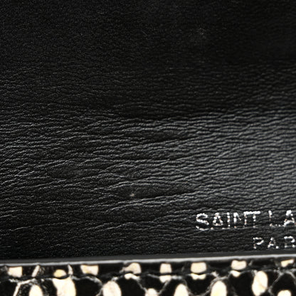 Saint Laurent Calfskin Lambskin Snakeskin Embossed Small Monogram Envelope Wallet Black White 8 of 9