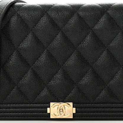 Chanel Caviar Quilted Boy Wallet On Chain WOC Black 9 of 12