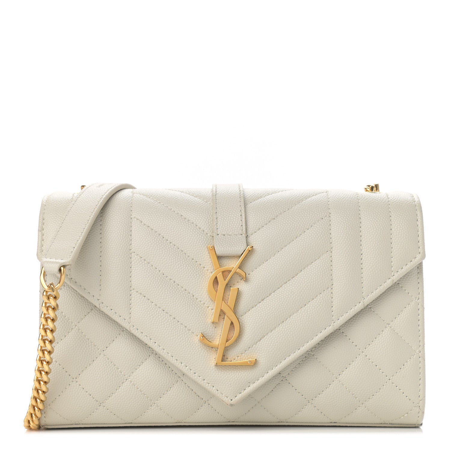 Saint Laurent Grain De Poudre Textured Mixed Matelasse Triquilt Small Monogram Satchel Crema Soft 1 of 13