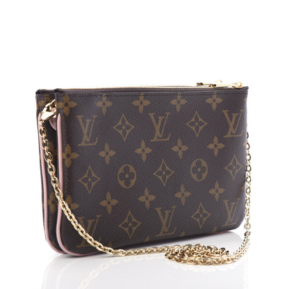 Louis Vuitton Monogram 2020 Christmas Animation Big Wheel Double Zip Pochette Rose Ballerine 3 of 11