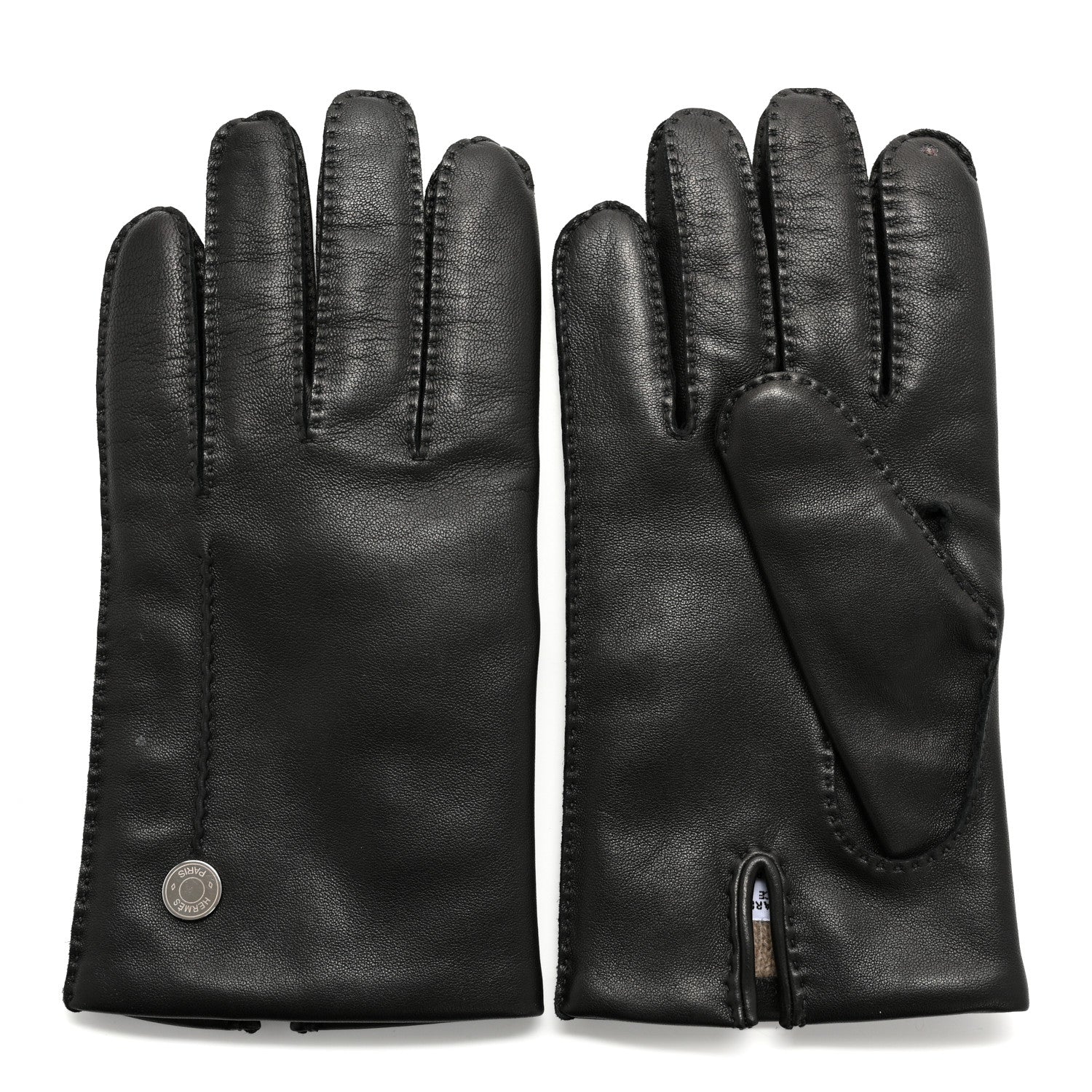 Hermes Lambskin Cashmere Gloves 8.5 Black 1 of 5