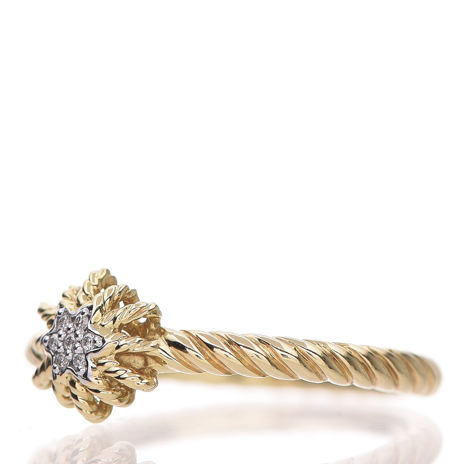 David Yurman 18K Yellow Gold Diamond 2mm Starburst Ring 51.9 6 4 of 6