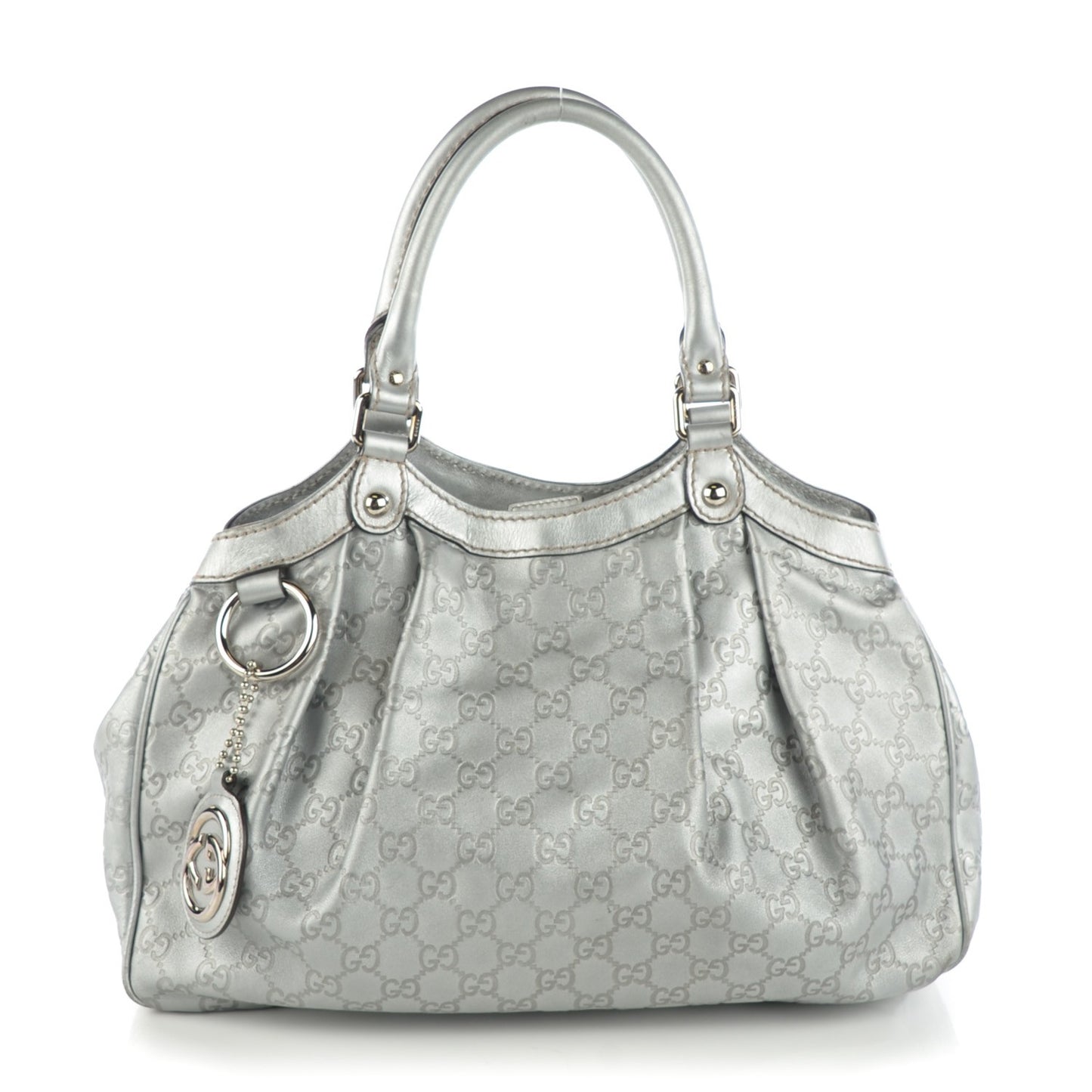 Guccissima Medium Sukey Tote Silver
