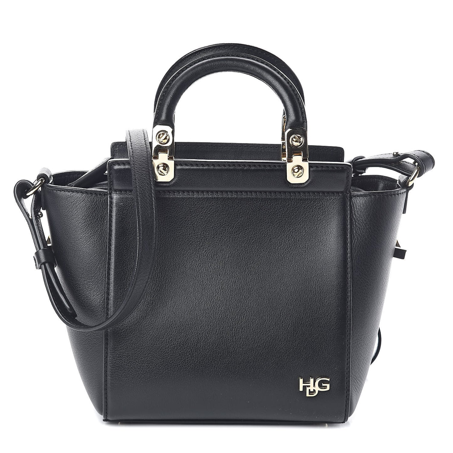 Calfskin Mini HDG Top Handle Crossbody Bag Black