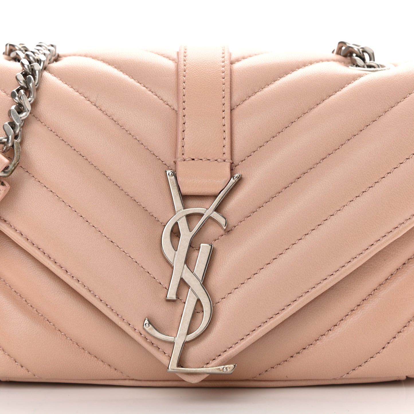 Calfskin Matelasse Chevron Monogram Classic Baby Chain Bag Pale Pink