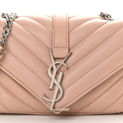 Saint Laurent Calfskin Matelasse Chevron Monogram Classic Baby Chain Bag Pale Pink 8 of 12