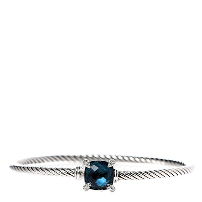 David Yurman Sterling Silver Hampton Blue Topaz Diamond 8mm Chatelaine Bracelet 1 of 5