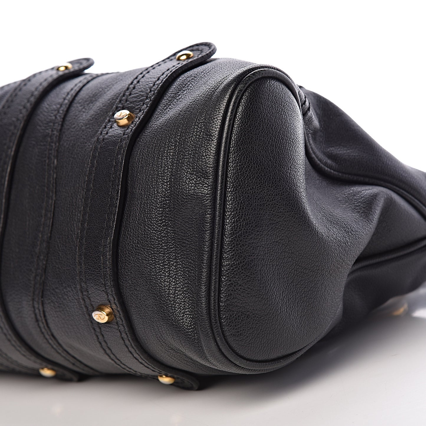 Grained Calfskin Catch Satchel Black