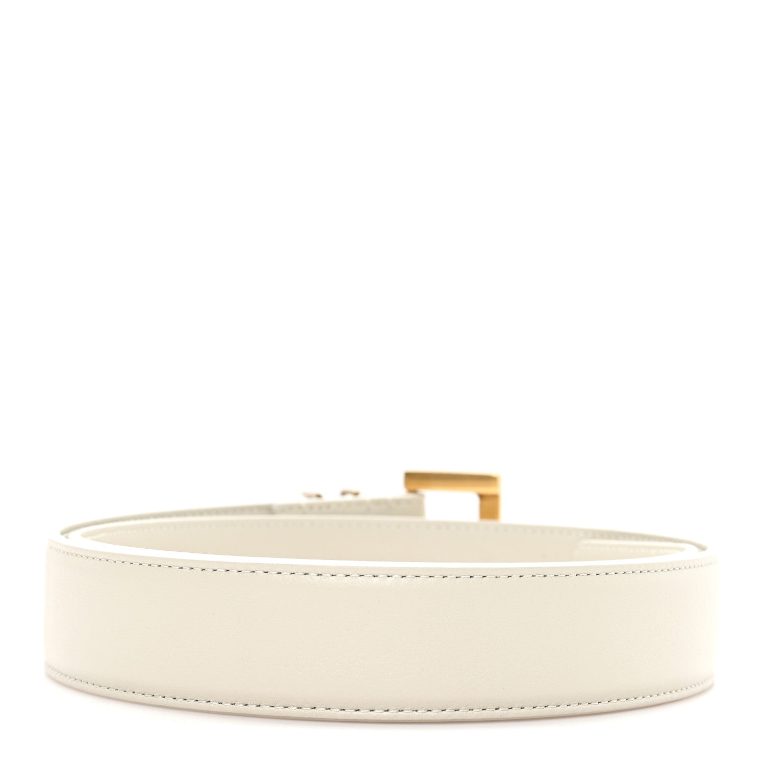 Saint Laurent Smooth Calfskin Monogram Square Buckle Belt 75 30 Crema Soft 2 of 5