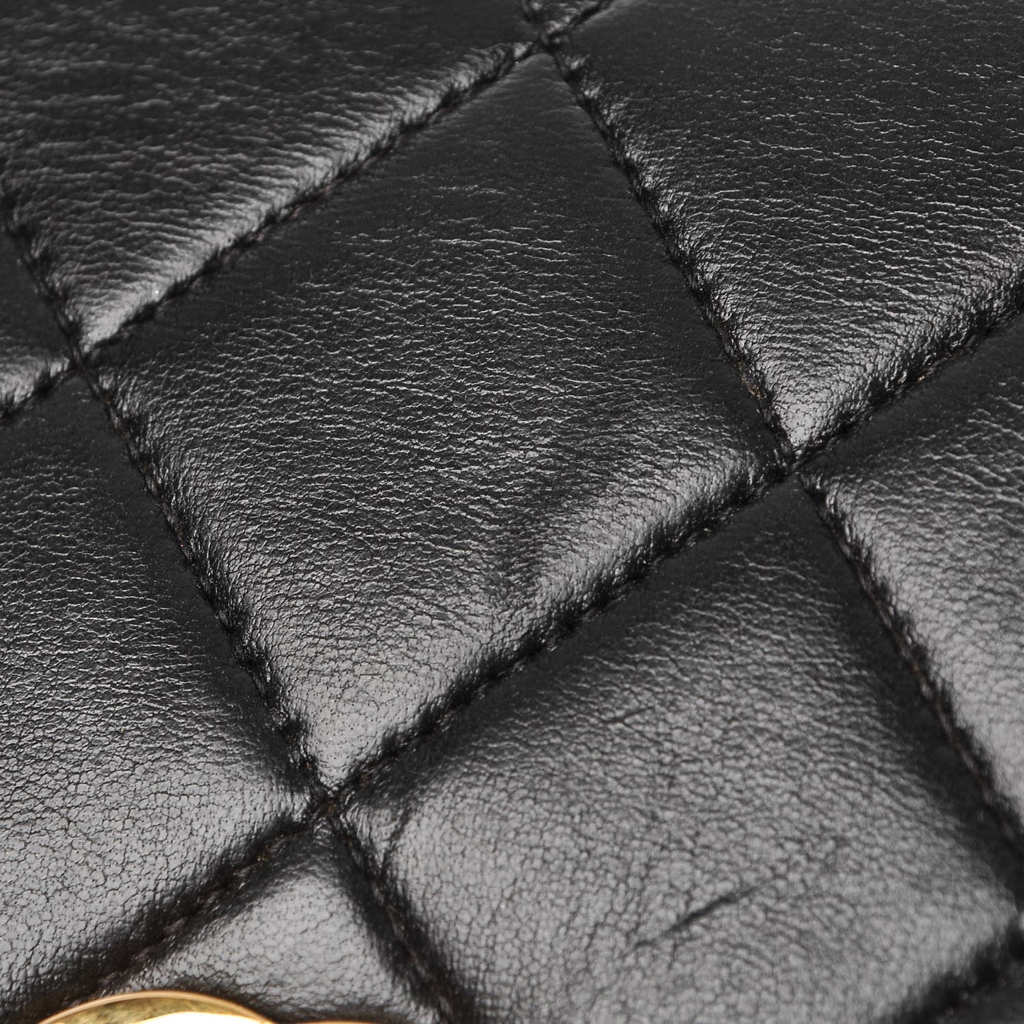 Lambskin Quilted Drawstring Backpack Black