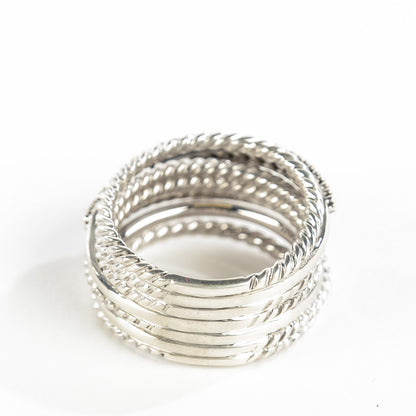 David Yurman Sterling Silver Pave Diamond Wide Crossover Cable Ring 5.5 3 of 5