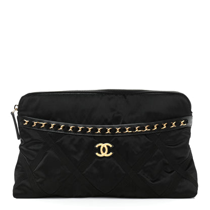 Chanel Nylon Grosgrain Large Lifestyle Pouch With Foldable Tote Black 4 of 12