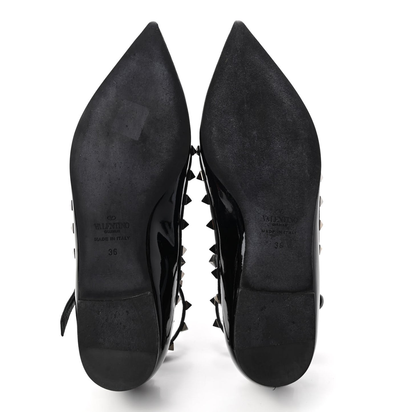 Patent Nappa Rockstud Cage Ballerina Flats 36 Black
