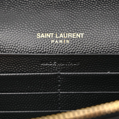 Saint Laurent Grain De Poudre Matelasse Chevron Monogram Chain Wallet Black 6 of 10