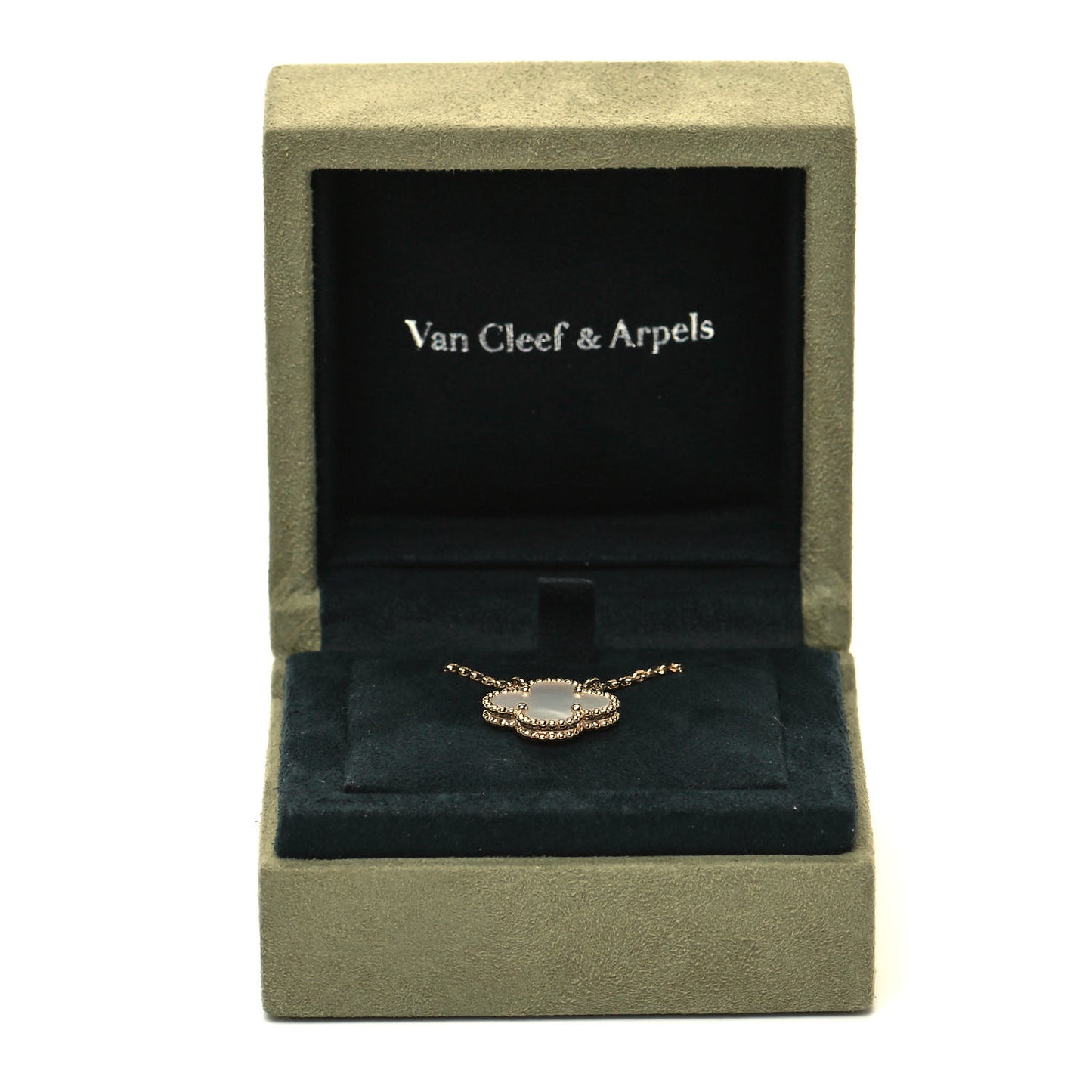 18K Yellow Gold Mother of Pearl Vintage Alhambra Pendant Necklace