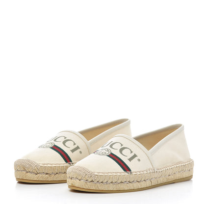 Gucci Canvas Logo Espadrilles 35 Greggio White 3 of 10