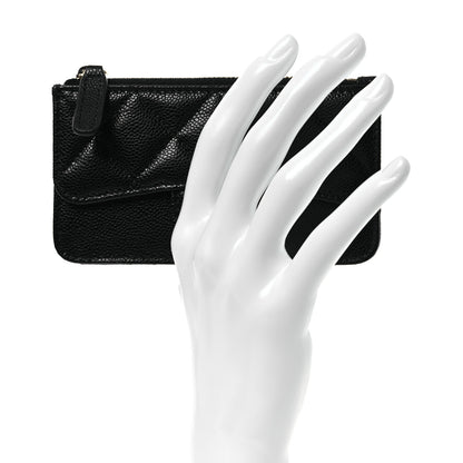 Chanel Caviar Quilted Flap Zip Card Holder Black 2 of 8