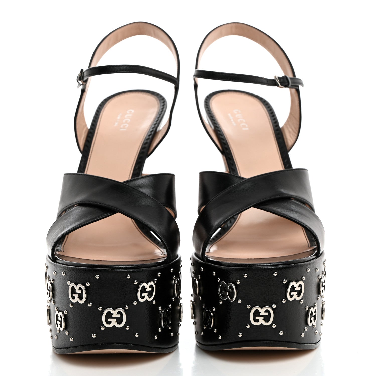 Gucci Malaga Kid Interlocking G Studs 155mm Platform Sandals 41 Perfect Black 2 of 8