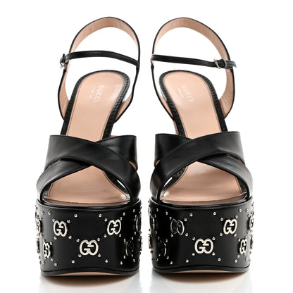 Gucci Malaga Kid Interlocking G Studs 155mm Platform Sandals 41 Perfect Black 2 of 8