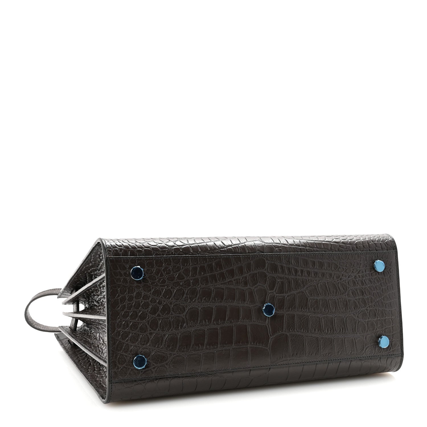 Saint Laurent Calfskin Crocodile Embossed Small Sac de Jour Dark Brown 4 of 9