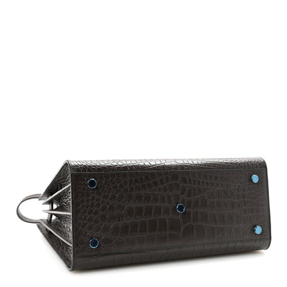 Saint Laurent Calfskin Crocodile Embossed Small Sac de Jour Dark Brown 4 of 9