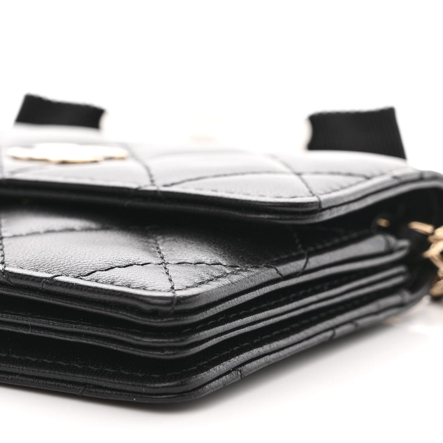 Lambskin Quilted My Chanel Lady Card Holder On Chain Black