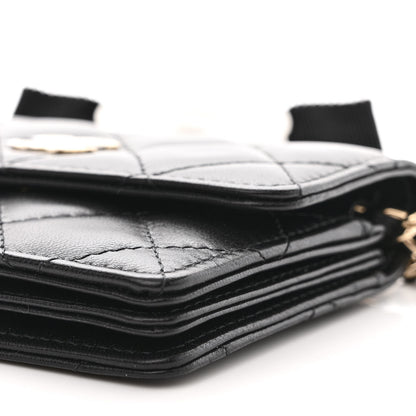 Chanel Lambskin Quilted My Chanel Lady Card Holder On Chain Black 10 of 11