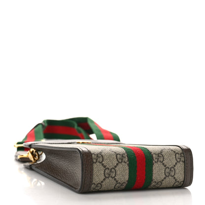 Gucci GG Supreme Monogram Textured Dollar Calfskin Web Mini Ophidia Top Slip Handle Crossbody Bag Beige Ebony New Acero 4 of 7