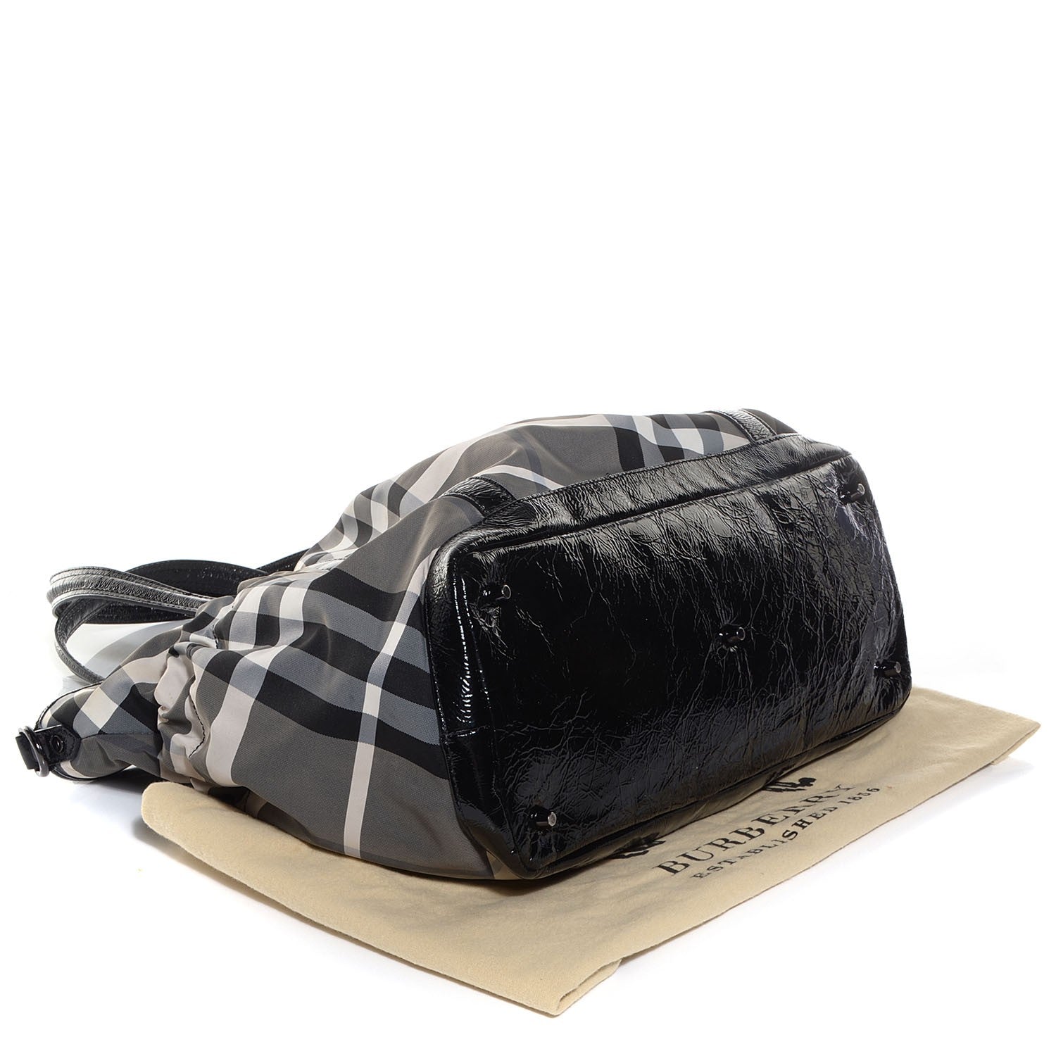 Burberry Nylon Beat Check Diaper Bag Black 4 of 11